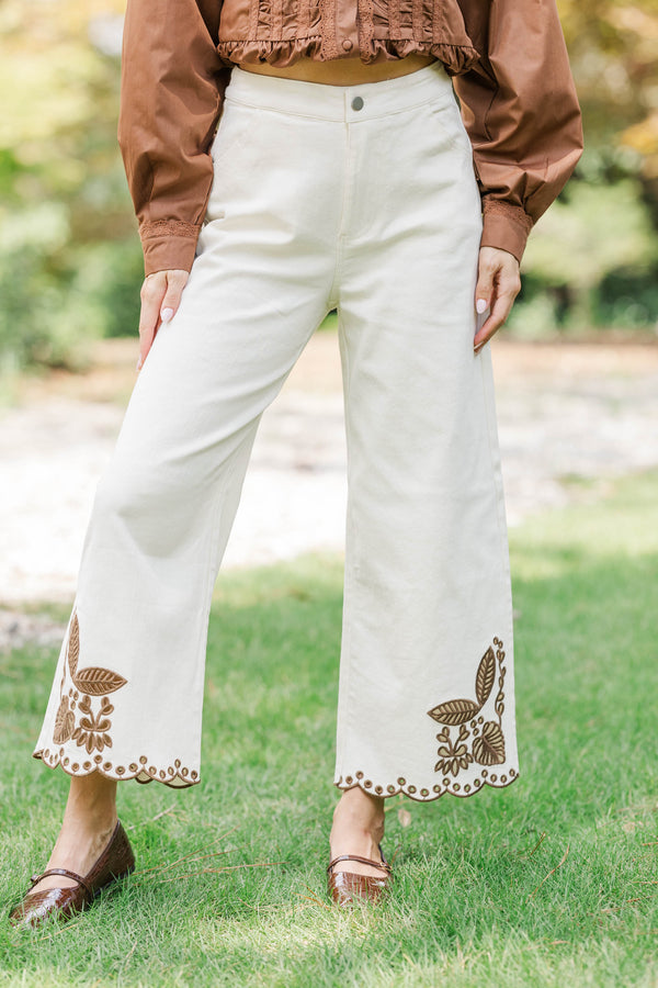 Light Up The Room White Embroidered Wide Leg Jeans