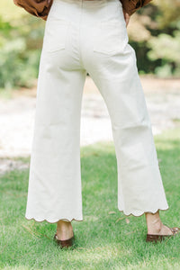 Light Up The Room White Embroidered Wide Leg Jeans
