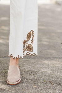 Light Up The Room White Embroidered Wide Leg Jeans