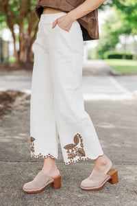 Light Up The Room White Embroidered Wide Leg Jeans