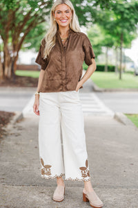 Light Up The Room White Embroidered Wide Leg Jeans