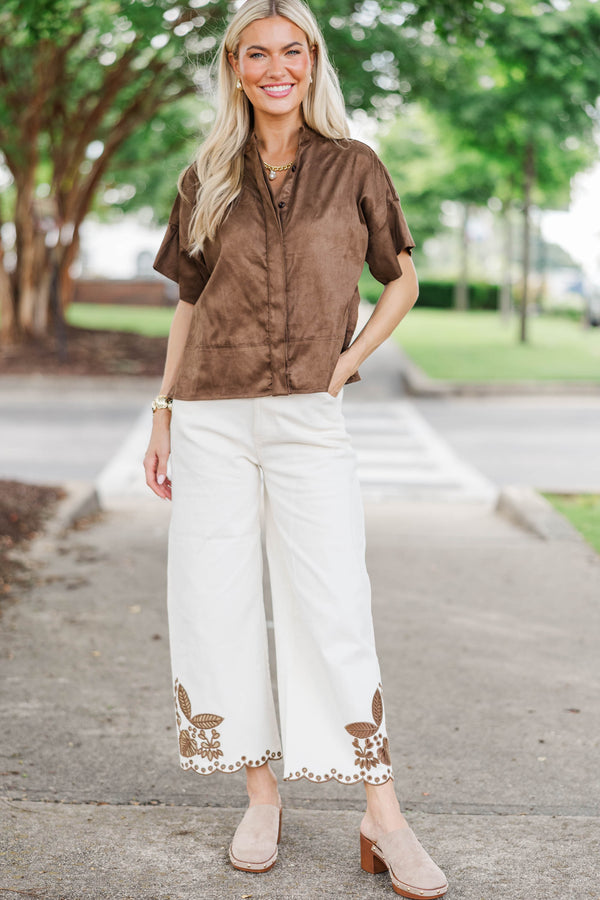 Light Up The Room White Embroidered Wide Leg Jeans