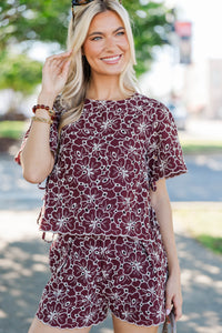 More Of This Burgundy Eyelet Shorts