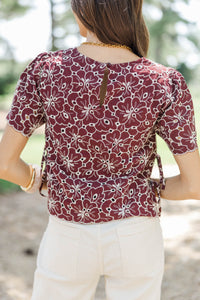 Good Harmony Burgundy Eyelet Blouse