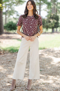 Good Harmony Burgundy Eyelet Blouse