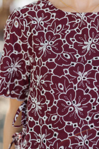 Good Harmony Burgundy Eyelet Blouse