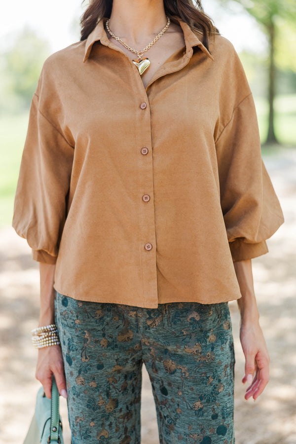 Save This One Camel Suede Blouse