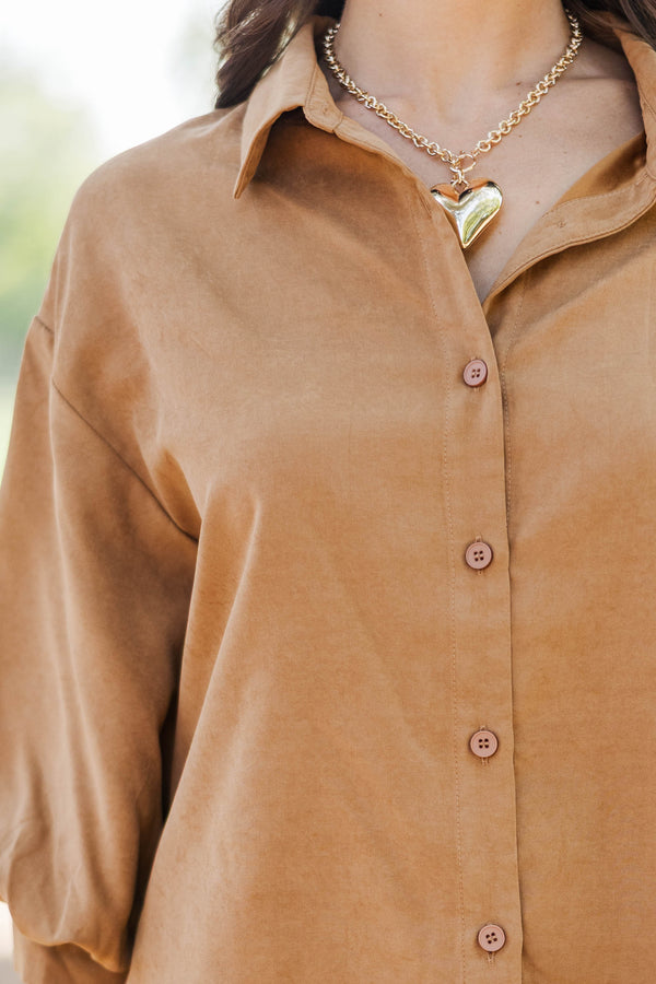 Save This One Camel Suede Blouse