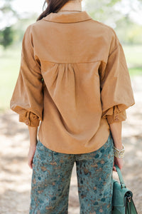 Save This One Camel Suede Blouse
