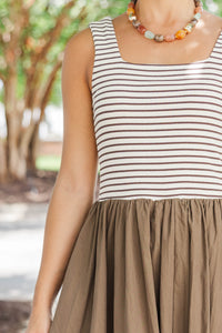 Good Choice Brown Striped Midi Dress