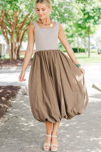 Good Choice Brown Striped Midi Dress