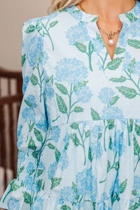 NURSING COLLECTION: In Your Happy Place Light Blue Floral Dress