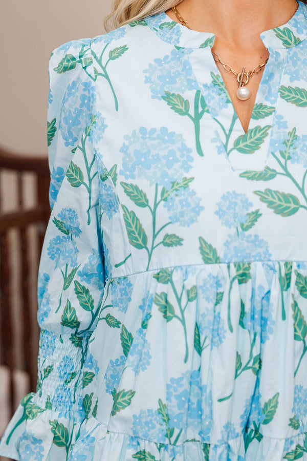 NURSING COLLECTION: In Your Happy Place Light Blue Floral Dress