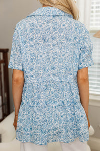 NURSING COLLECTION: All You Need To Hear Blue Floral Babydoll Top