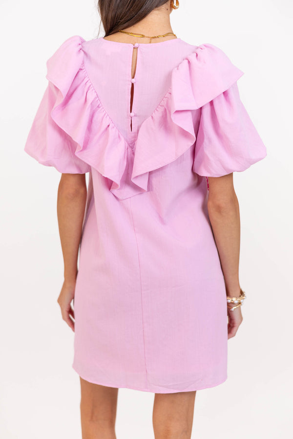 Look Who's Here Pink Embroidered Dress
