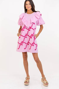 Look Who's Here Pink Embroidered Dress