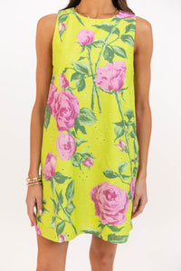 Grounded In Good Chartreuse Floral Dress
