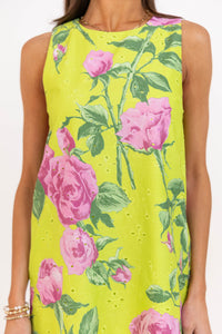Grounded In Good Chartreuse Floral Dress