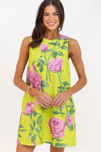 Grounded In Good Chartreuse Floral Dress