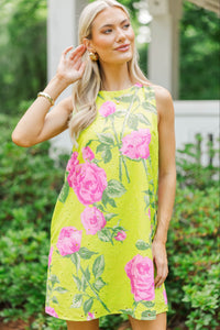 Grounded In Good Chartreuse Floral Dress