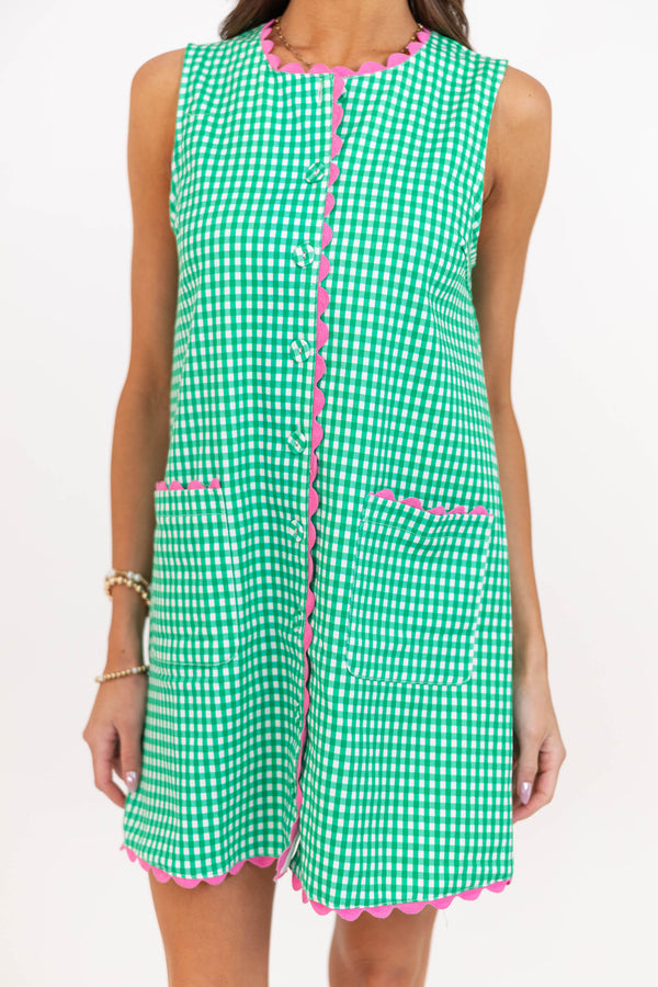 Somewhere Beautiful Green Striped Dress
