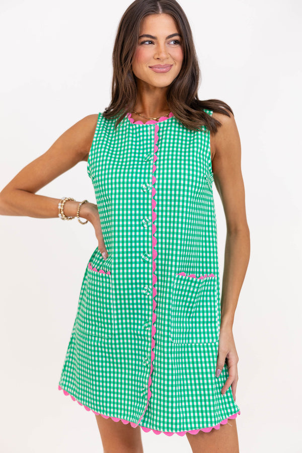 Somewhere Beautiful Green Striped Dress