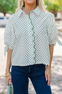 The Occasion Is Hers Green Polka Dot Blouse