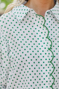 The Occasion Is Hers Green Polka Dot Blouse