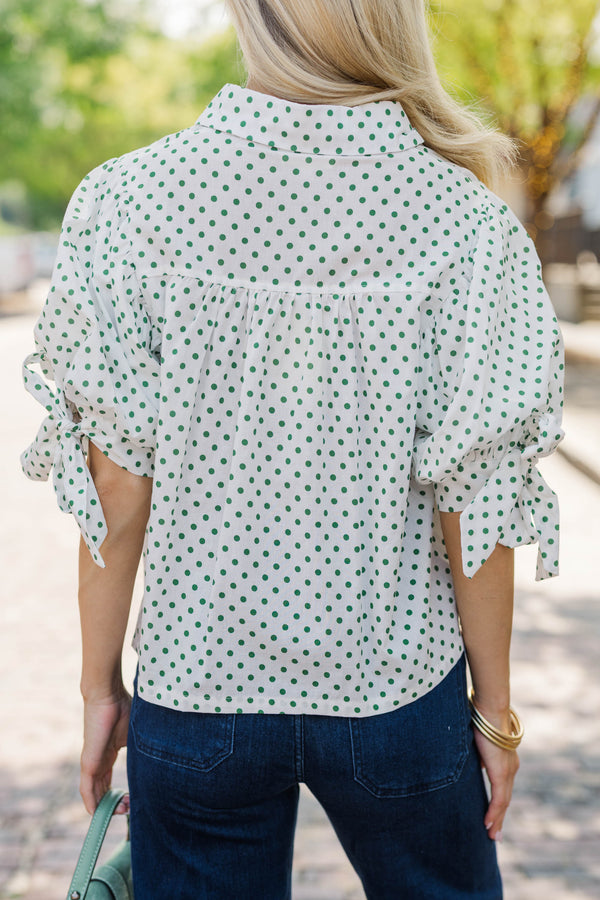 The Occasion Is Hers Green Polka Dot Blouse