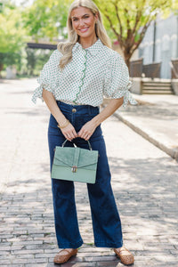 The Occasion Is Hers Green Polka Dot Blouse