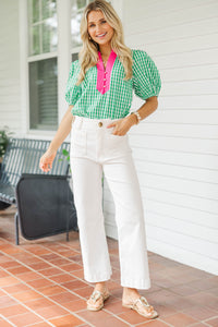 The Main Attraction Green Gingham Blouse
