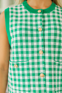 Garden Club Green Gingham Sweater
