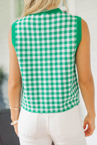 Garden Club Green Gingham Sweater