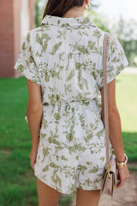 Quite The Look Olive Toile Blouse