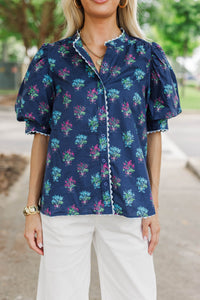 Prim & Proper Navy Blouse