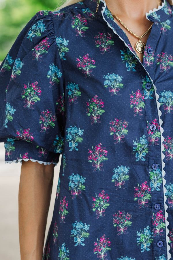 Prim & Proper Navy Blouse
