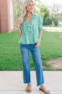 No Introduction Green Plaid Blouse