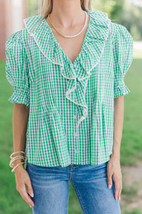 No Introduction Green Plaid Blouse