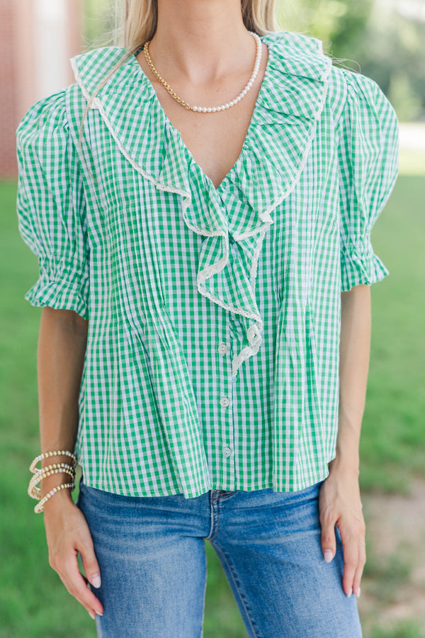 No Introduction Green Plaid Blouse