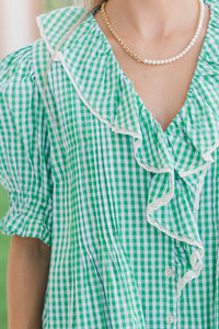 No Introduction Green Plaid Blouse
