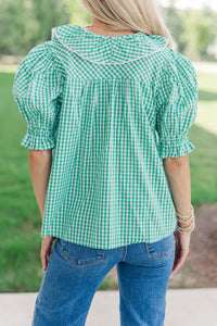 No Introduction Green Plaid Blouse