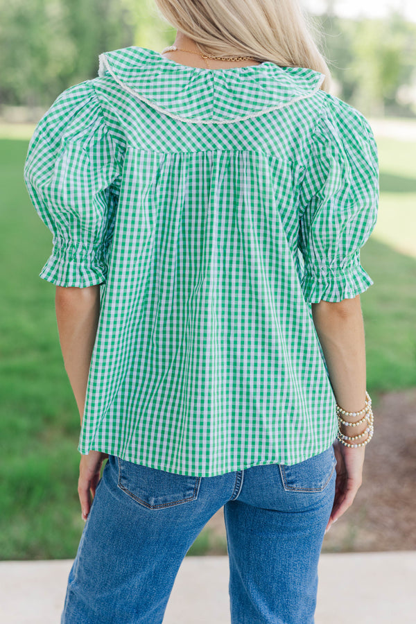 No Introduction Green Plaid Blouse