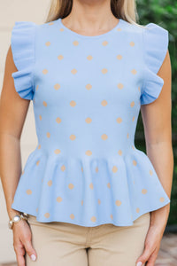 Intentional Look Blue Polka Dot Blouse