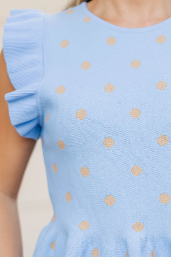 Intentional Look Blue Polka Dot Blouse