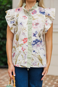 Quietly Chic Cream Floral Blouse