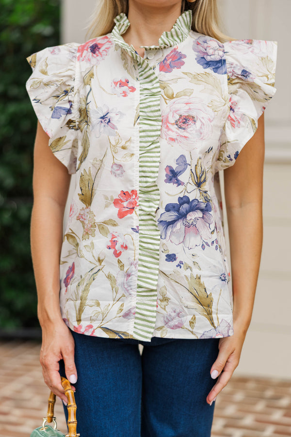 Quietly Chic Cream Floral Blouse