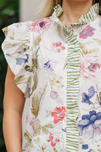 Quietly Chic Cream Floral Blouse