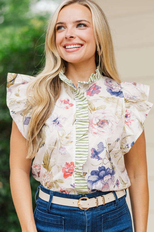 Quietly Chic Cream Floral Blouse