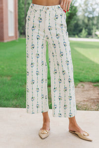 Quietly Pretty Cream Ditsy Floral Wide Leg Jeans
