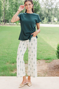 Quietly Pretty Cream Ditsy Floral Wide Leg Jeans